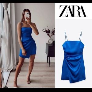 Zara satin blue dress